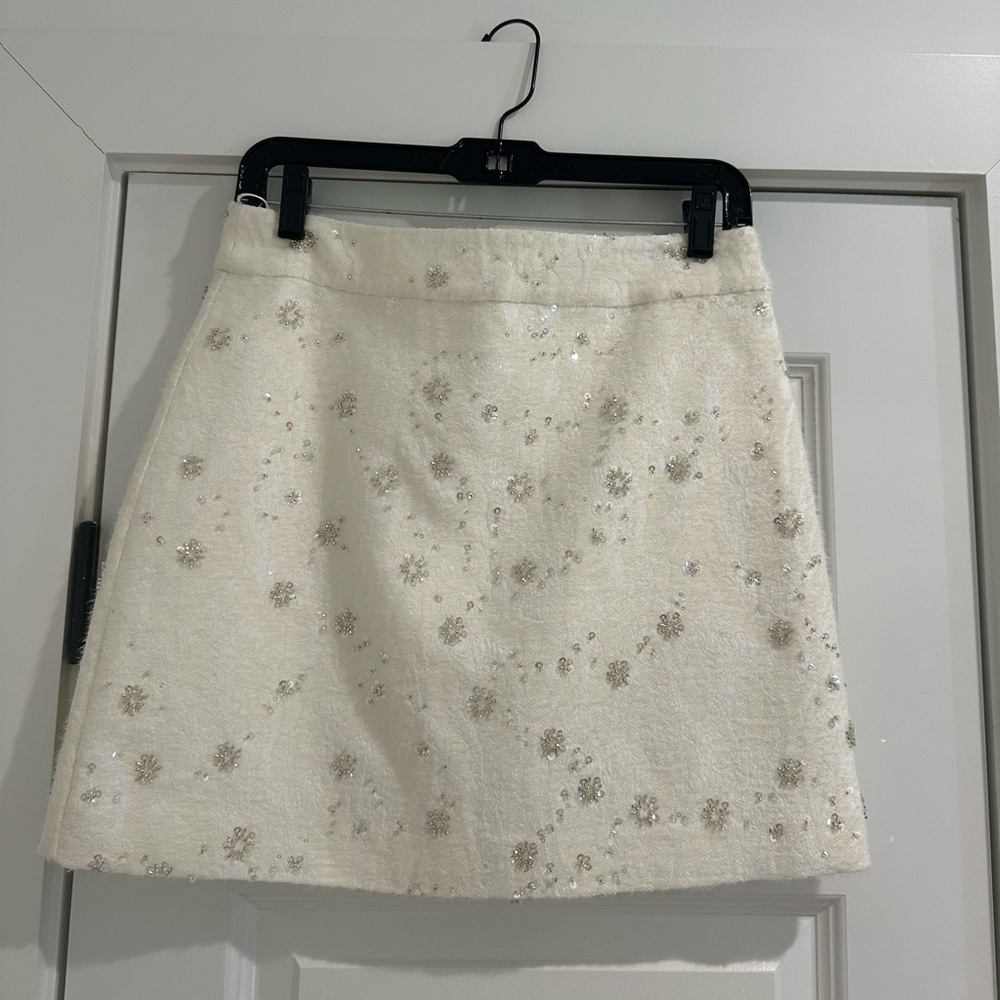 Milly White Floral Mini Skirt